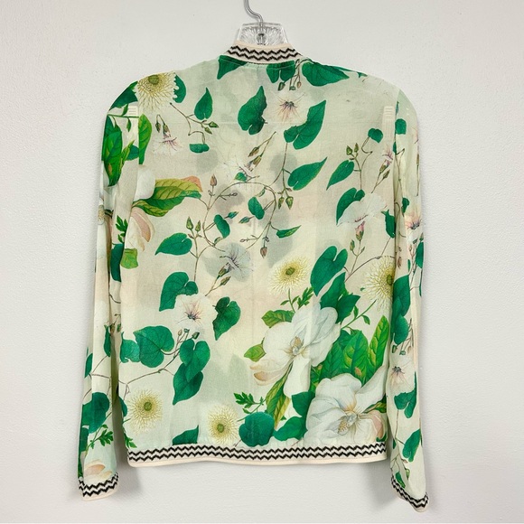 FARM RIO 🪴 Floral Motif Semi-sheer Bomber Jacket - Size S - Picture 5 of 7